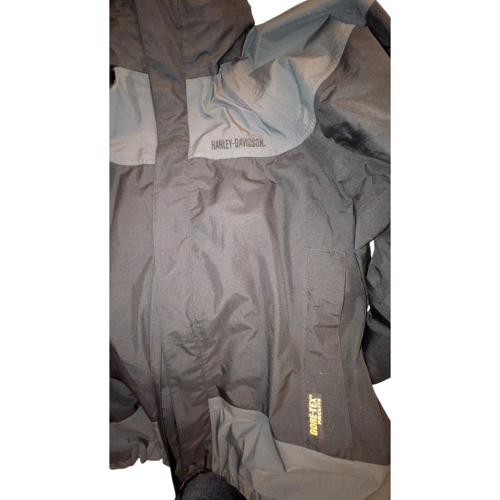 Harley Davidson Men Large Gore-Tex ® Paclite Motorcycle Hooded Rain Wind Jacket - Picture 7 of 7